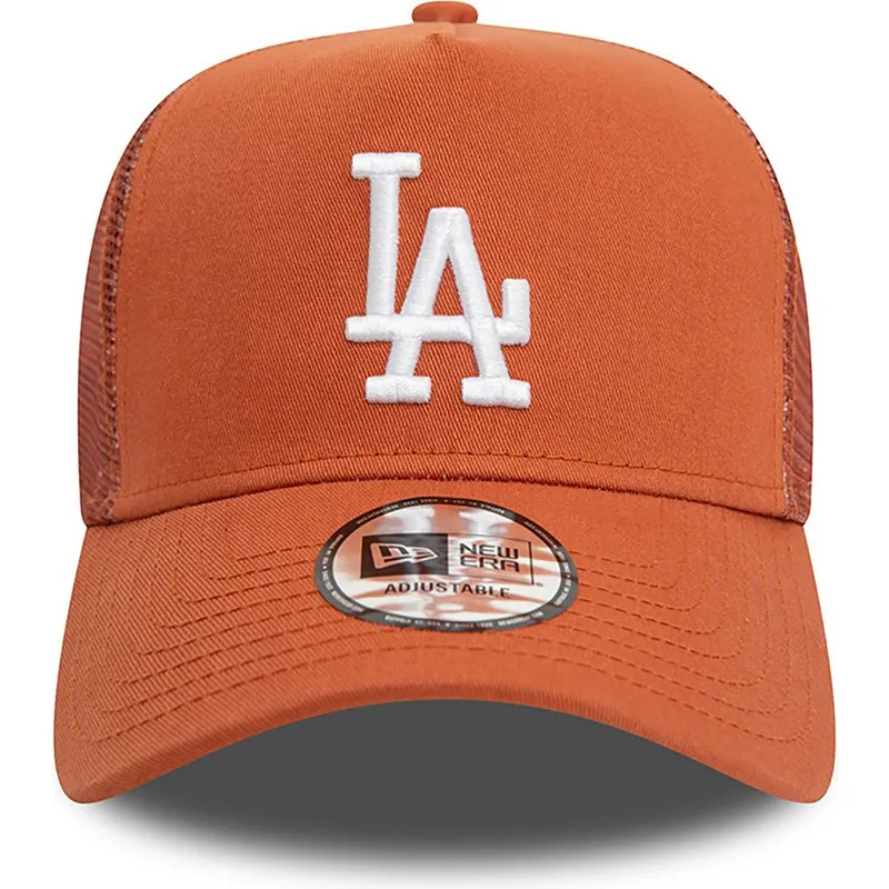 braune-trucker-kappe-a-frame-league-essential-der-los-angeles-dodgers-mlb-von-new-era