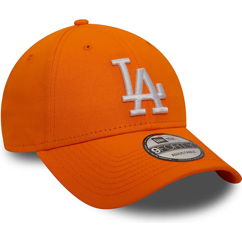 mutzen-gebogen-orange-verstellbares-band-9forty-league-essential-der-los-angeles-dodgers-mlb-von-new-era