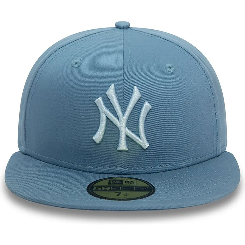 new-era-new-york-yankees-mlb-59fifty-league-essential-blaue-angepasste-flache-kappe-mit-blauem-logo