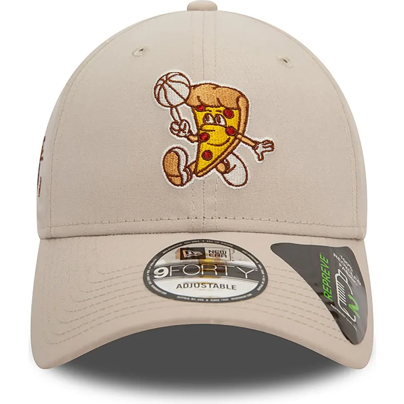 beige-verstellbare-curved-cap-9forty-repreve-basketball-pizza-von-new-era