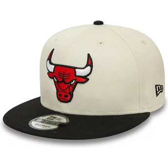 Casquette plate beige et noire snapback 9FIFTY Logo Chicago Bulls NBA New Era