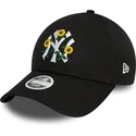 new-era-9forty-mlb-new-york-yankees-damen-verstellbare-schwarze-kappe-mit-gebogenem-schirm-und-blumenmuster