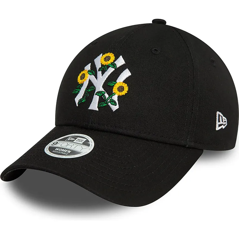 mutzen-gebogen-schwarz-verstellbares-band-9forty-floral-der-new-york-yankees-mlb-von-new-era