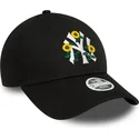 new-era-9forty-mlb-new-york-yankees-damen-verstellbare-schwarze-kappe-mit-gebogenem-schirm-und-blumenmuster