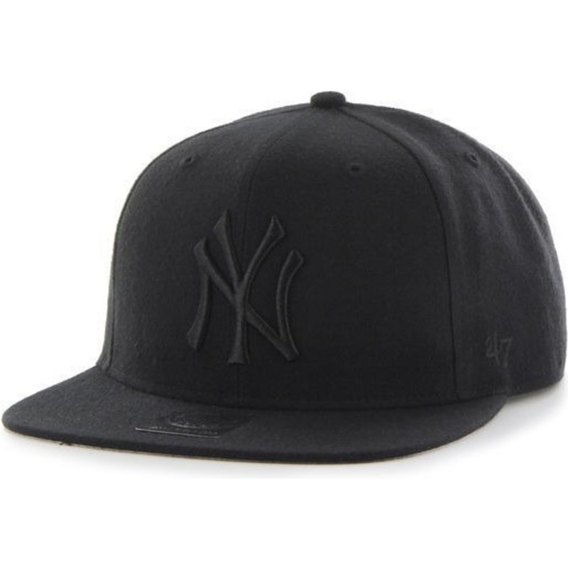 47-brand-flat-brim-schwarzes-logo-new-york-yankees-mlb-sure-shot-snapback-cap-schwarz-