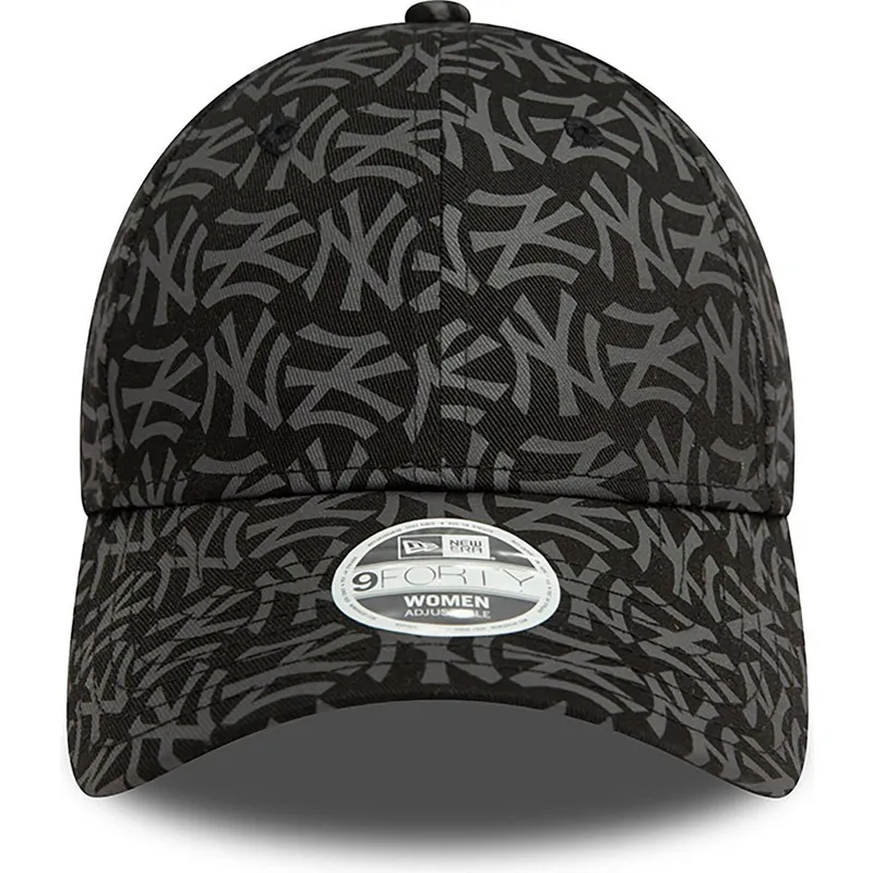 schwarze-gebogene-verstellbare-damenkappe-9forty-monogram-der-new-york-yankees-mlb-von-new-era