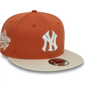 Casquette plate marron et beige snapback 9FIFTY Patch New York Yankees MLB New Era