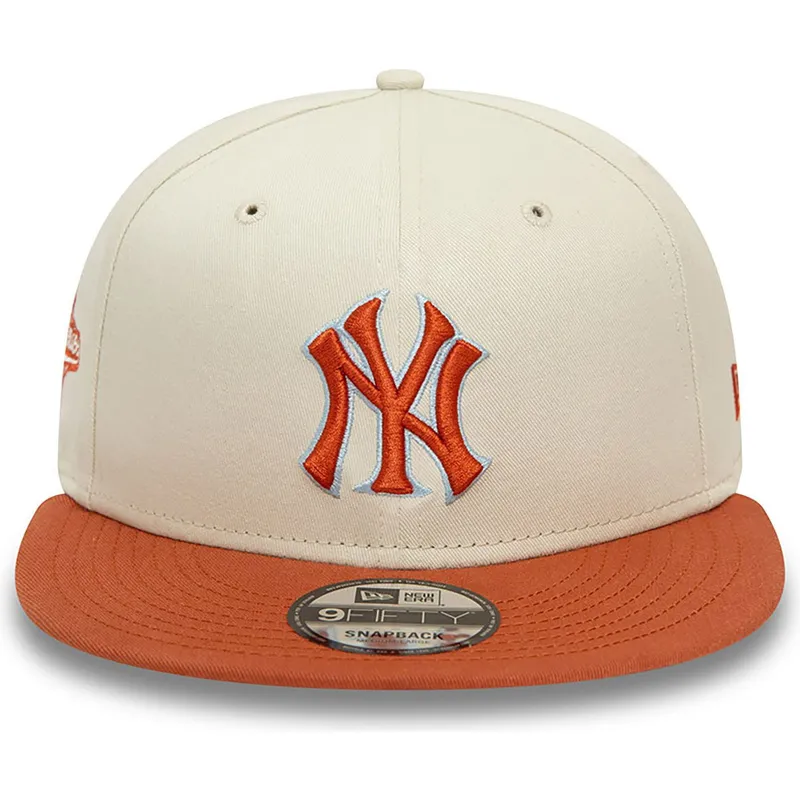 mutzen-flach-beige-snapback-marron-9fifty-patch-der-new-york-yankees-mlb-von-new-era