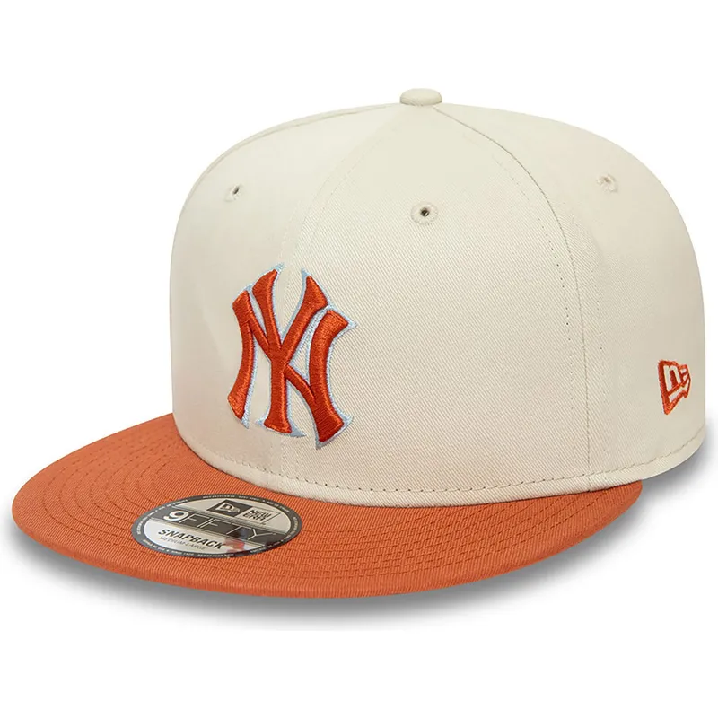 mutzen-flach-beige-snapback-marron-9fifty-patch-der-new-york-yankees-mlb-von-new-era