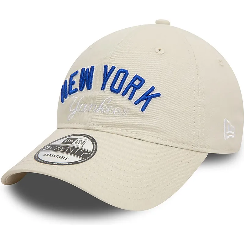 cappellino-curvo-beige-regolabile-9twenty-wordmark-dei-new-york-yankees-mlb-di-new-era