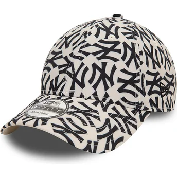 Gorra curva beige y negra ajustable 9FORTY Monogram de New York Yankees MLB de New Era