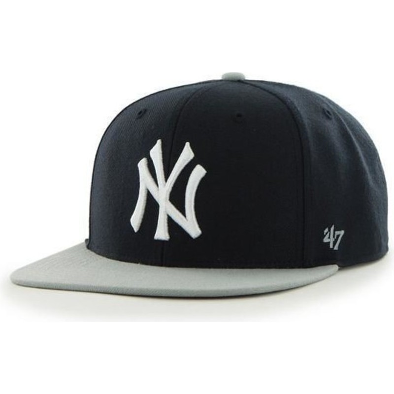 47-brand-flat-brim-mit-grauem-visier-new-york-yankees-mlb-sure-shot-snapback-cap-schwarz
