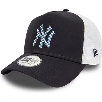 New Era A Frame Seasonal Infill New York Yankees MLB Navy Blue and White Trucker Hat