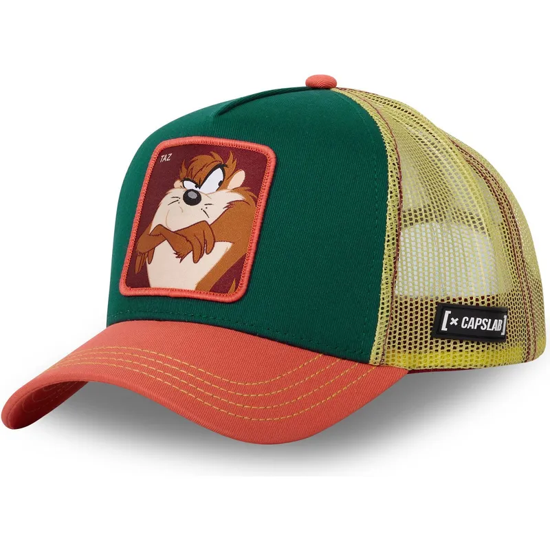 capslab-looney-tunes-taz2-tasmanischer-teufel-grun-gelb-und-orange-trucker-cap