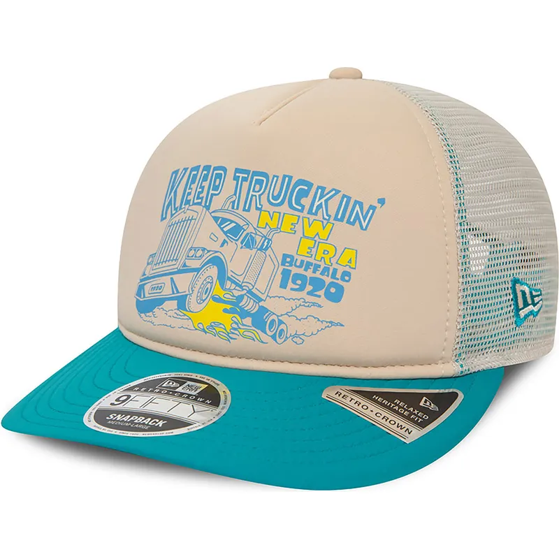 beige-und-blaue-trucker-kappe-american-keep-truckin-9fifty-retro-crown-a-frame-von-new-era