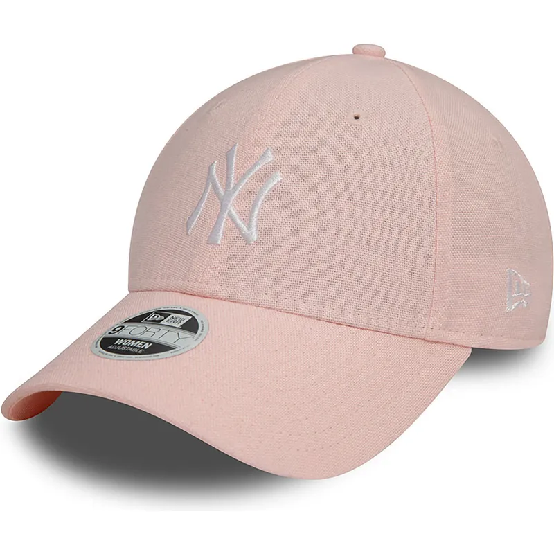 rozowa-regulowana-czapka-z-zakrzywionym-daszkiem-dla-kobiet-9forty-linen-new-york-yankees-mlb-od-new-era