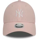 casquette-courbee-rose-ajustable-pour-femme-9forty-linen-new-york-yankees-mlb-new-era