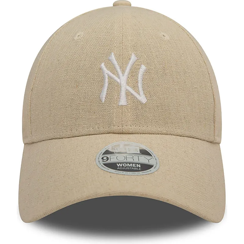 gorra-curva-beige-ajustable-para-mujer-9forty-linen-de-new-york-yankees-mlb-de-new-era