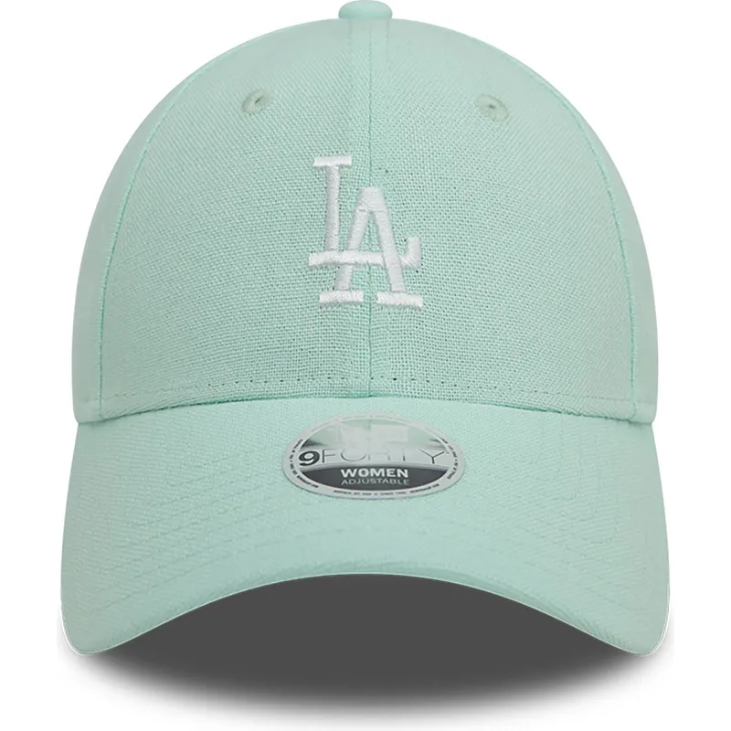 zielona-regulowana-czapka-z-zakrzywionym-daszkiem-dla-kobiet-9forty-linen-los-angeles-dodgers-mlb-od-new-era