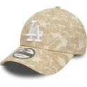casquette-courbee-marron-ajustable-9forty-summer-all-over-print-los-angeles-dodgers-mlb-new-era