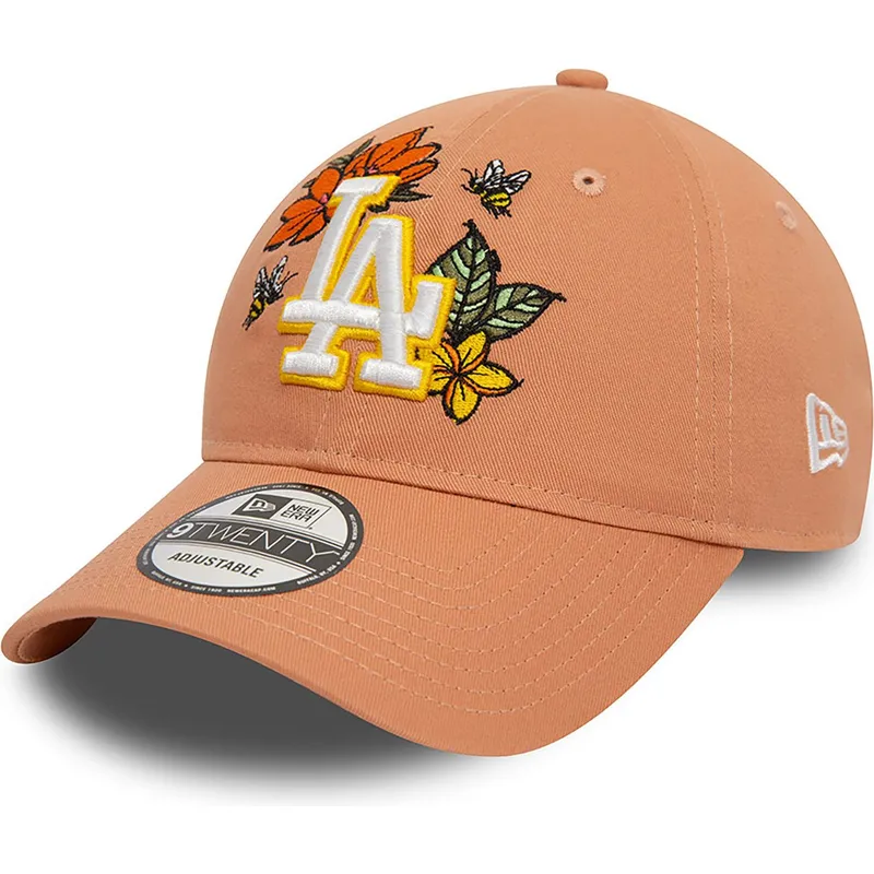 mutzen-gebogen-braun-verstellbares-band-9twenty-floral-der-los-angeles-dodgers-mlb-von-new-era