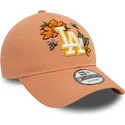 mutzen-gebogen-braun-verstellbares-band-9twenty-floral-der-los-angeles-dodgers-mlb-von-new-era