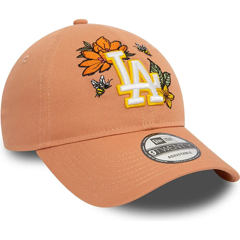mutzen-gebogen-braun-verstellbares-band-9twenty-floral-der-los-angeles-dodgers-mlb-von-new-era