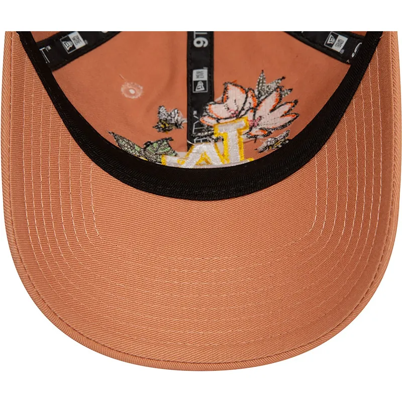 mutzen-gebogen-braun-verstellbares-band-9twenty-floral-der-los-angeles-dodgers-mlb-von-new-era