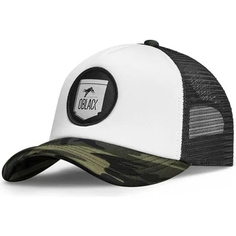 Cappellino trucker bianco, nero e mimetico Classic di Oblack