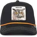 cappellino-visiera-curva-nero-snapback-gufo-wise-owl-100-the-farm-all-over-canvas-di-goorin-bros