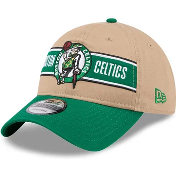 Gorra curva marrón y verde ajustable 9TWENTY Draft 2024 de Boston Celtics NBA de New Era