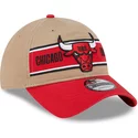 casquette-courbee-marron-et-rouge-ajustable-9twenty-draft-2024-chicago-bulls-nba-new-era