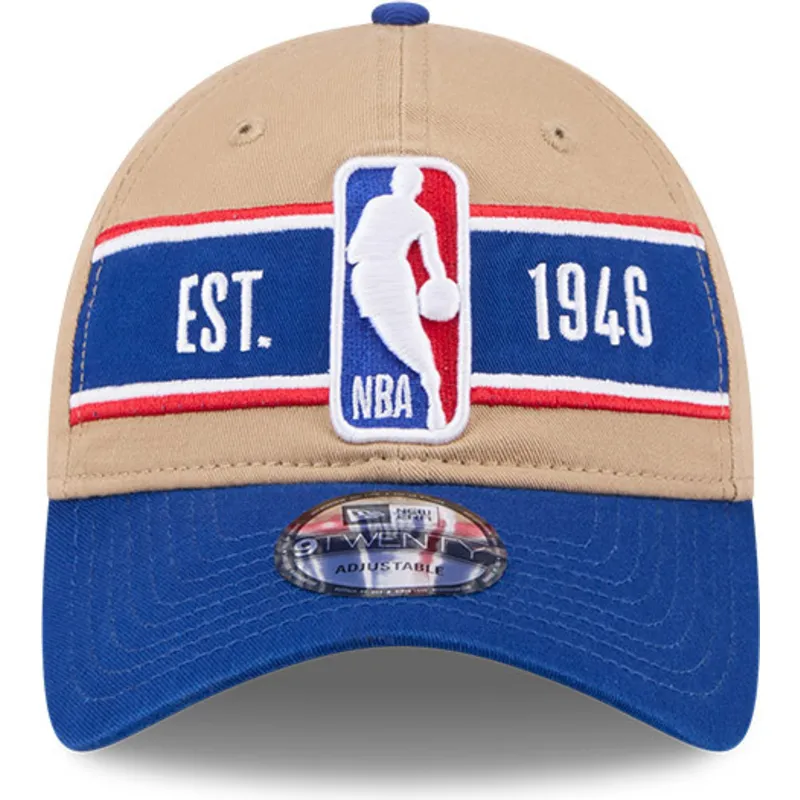 cappellino-curvo-marrone-e-blu-regolabile-9twenty-draft-2024-di-nba-di-new-era