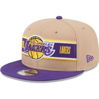Cappello piatto marrone e viola snapback 9FIFTY Draft 2024 dei Los Angeles Lakers NBA di New Era