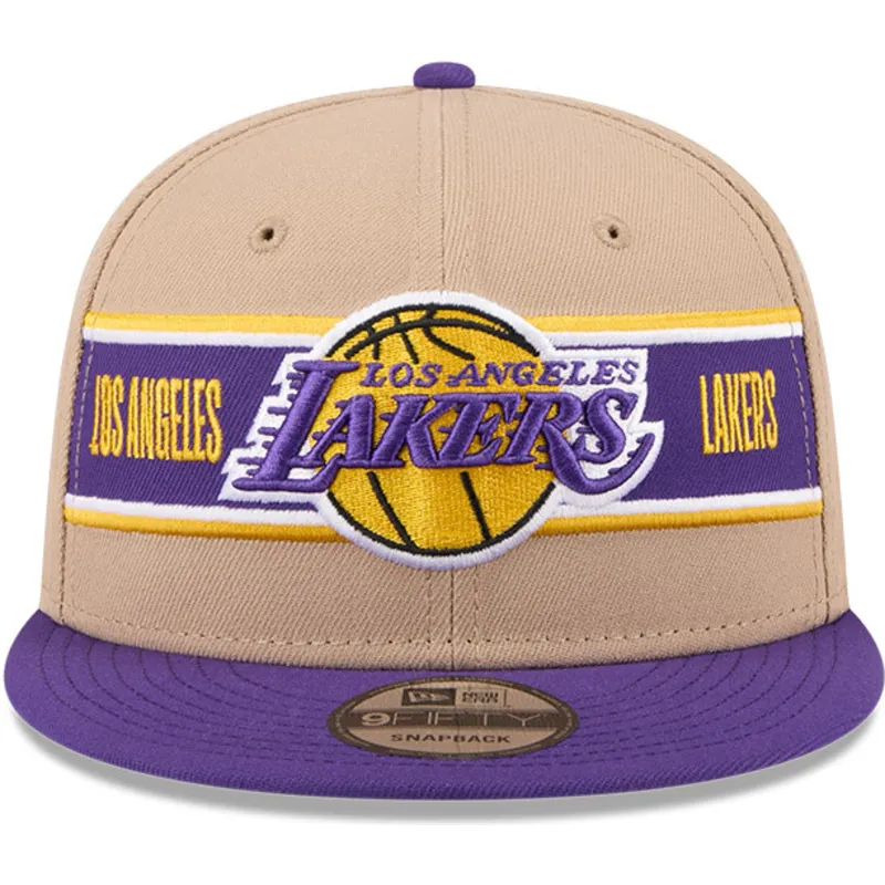 cappello-piatto-marrone-e-viola-snapback-9fifty-draft-2024-dei-los-angeles-lakers-nba-di-new-era
