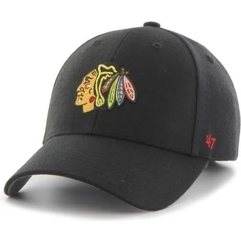 47 Brand Curved Brim Chicago Blackhawks NHL Black Cap