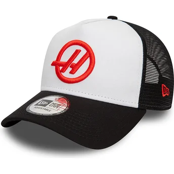 Gorra trucker blanca y negra E Frame de Haas F1 Team Formula 1 de New Era