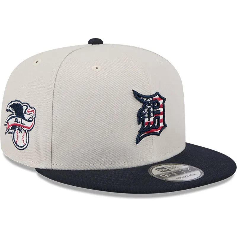 beige-und-marineblaue-flache-snapback-kappe-9fifty-4th-of-july-der-detroit-tigers-mlb-von-new-era