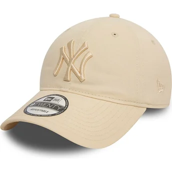 Beżowa czapka z zakrzywionym daszkiem, regulowana, z beżowym logo 9TWENTY League Essential New York Yankees MLB od New Era