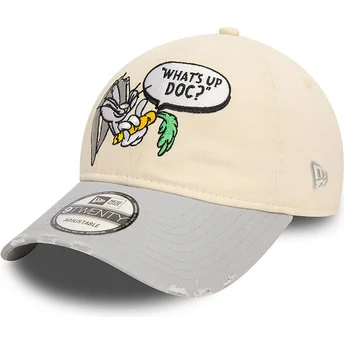 Casquette courbée beige et grise ajustable 9TWENTY Washed Bugs Bunny Looney Tunes New Era