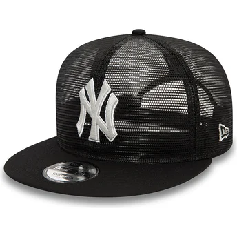 Gorra trucker plana negra 9FIFTY Embroidered Mesh de New York Yankees MLB de New Era