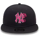 new-era-new-york-yankees-mlb-9fifty-seasonal-flower-marineblaue-snapback-kappe-mit-rosa-logo