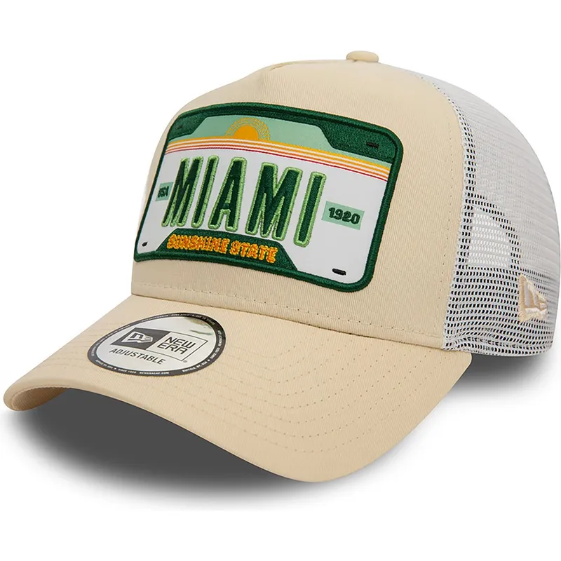 mutzen-gebogen-beige-snapback-a-frame-license-plate-der-miami-ciudades-y-playas-von-new-era