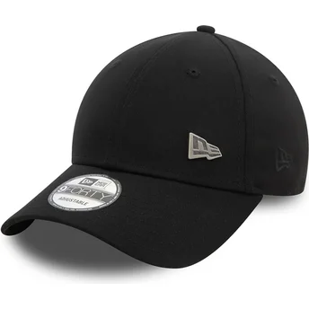 9FORTY New Era verstellbare schwarze Kappe mit gebogenem Schirm und Pin