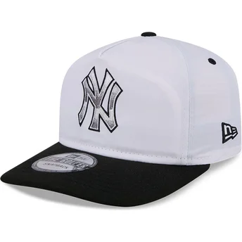 Gorra curva blanca y negra snapback GOLFER Chrome Logo de New York Yankees MLB de New Era