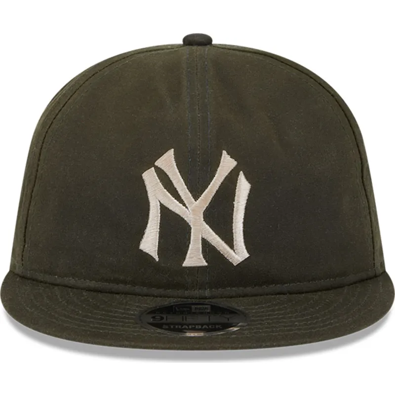 grune-verstellbare-flatcap-9fifty-waxed-canvas-der-new-york-yankees-mlb-von-new-era