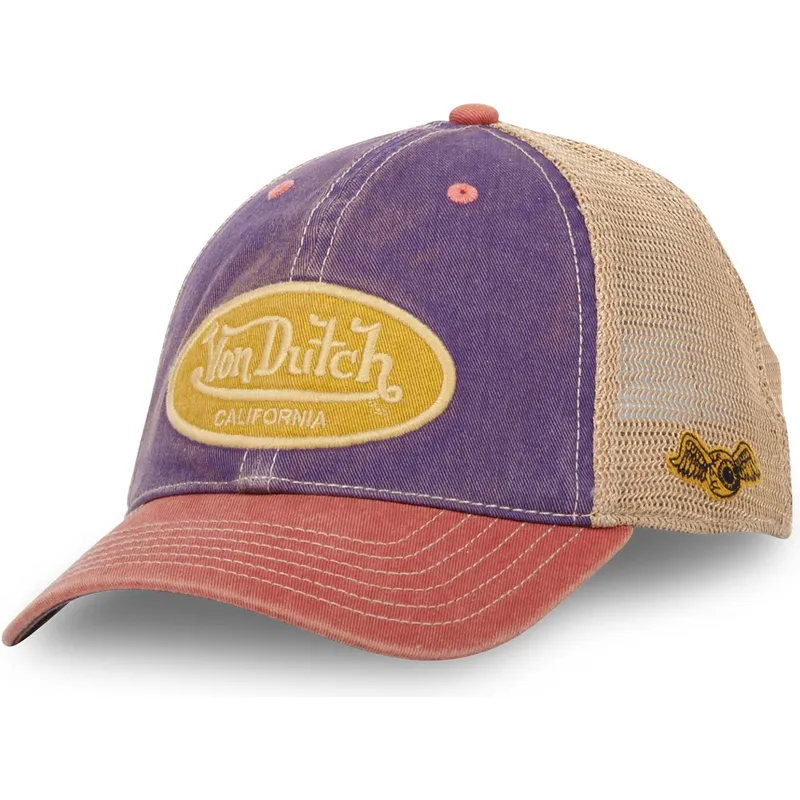 von-dutch-mac7-violett-beige-rote-trucker-kappe
