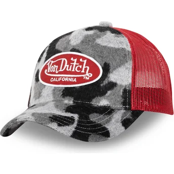 Von Dutch CAM03 Camouflage, Black and Red Trucker Hat