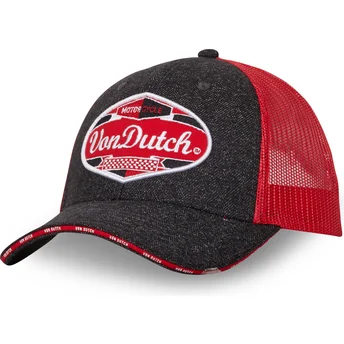 Von Dutch Schwarze und rote Trucker-Kappe MIXGREY03