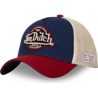 Gorra curva azul, beige y roja snapback VINT05 de Von Dutch